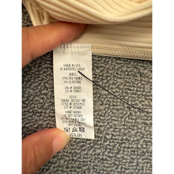 Theory Women's Small Petite Cream White Ribbed Tank Top Samek Belsay Sleeveless - Picture 4 of 13